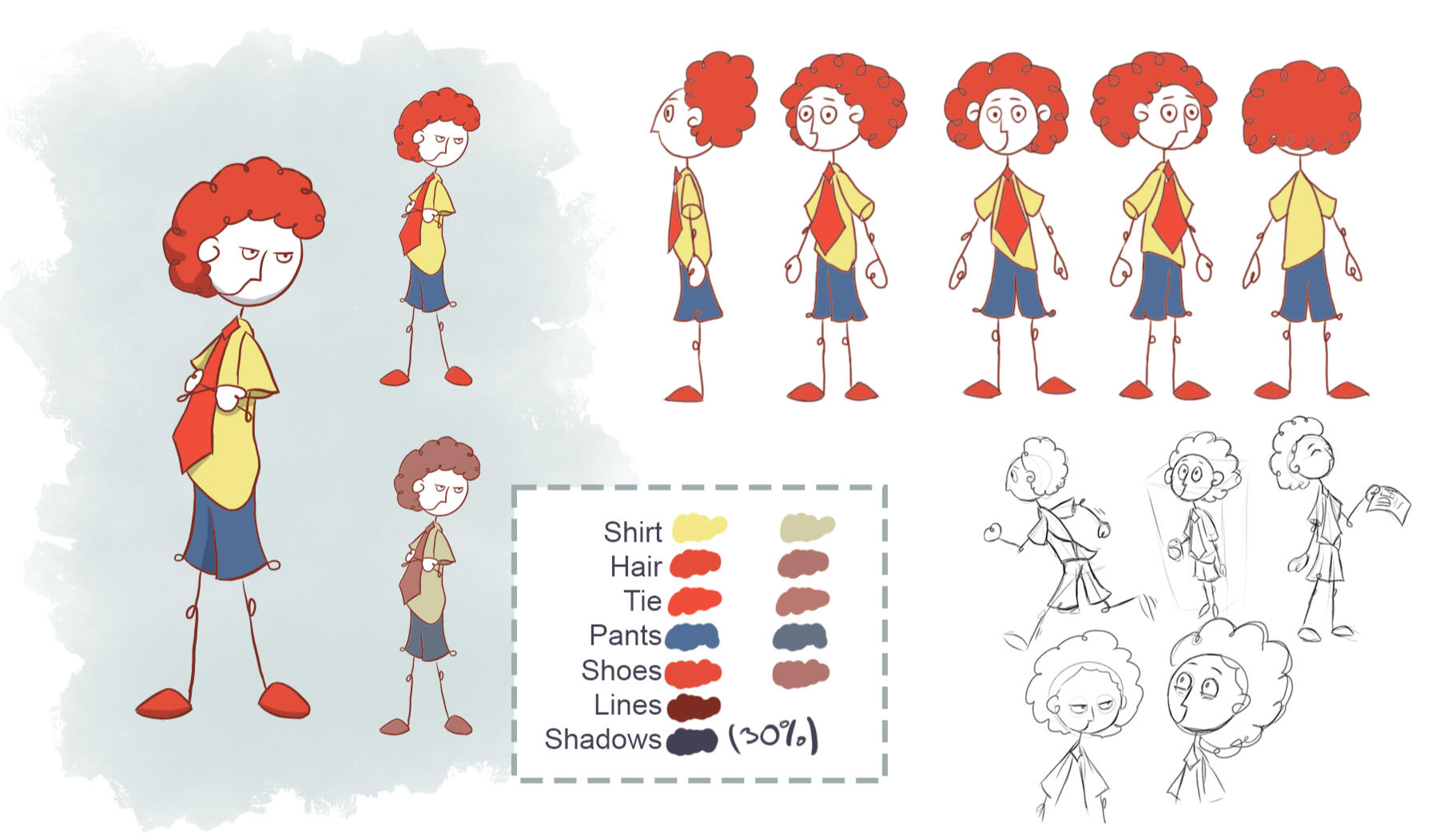 Protagonist's design sheet