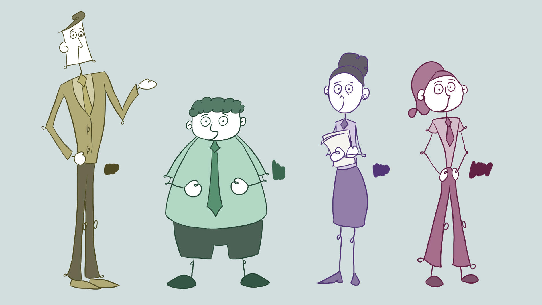 Desaturated secondary characters